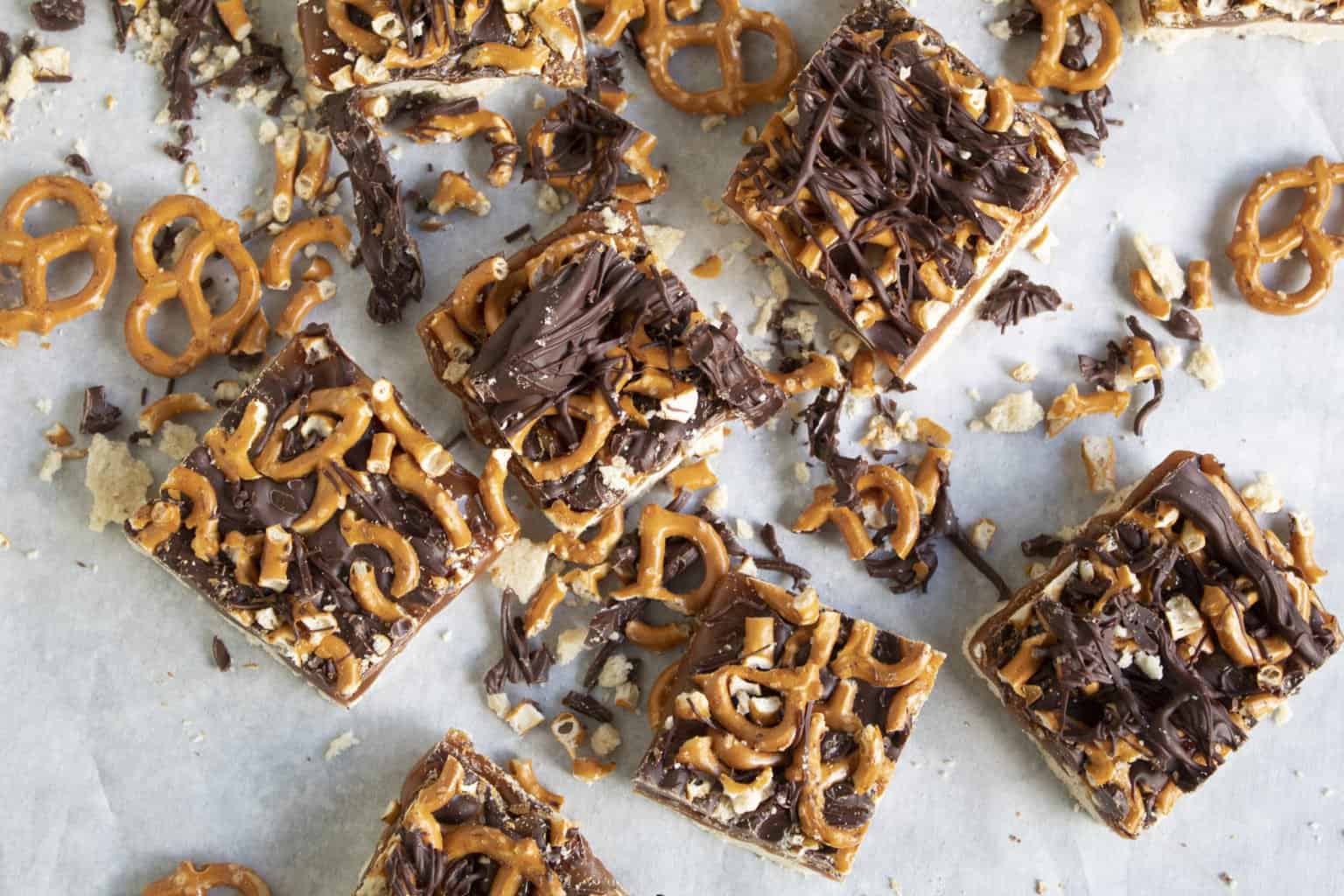 Chocolate Caramel Pretzel Shortbread Bars - Swheat Escape